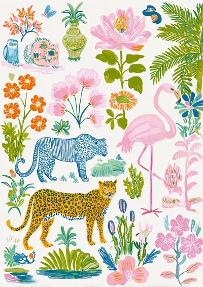 Tropical Safari Illustration Poster.