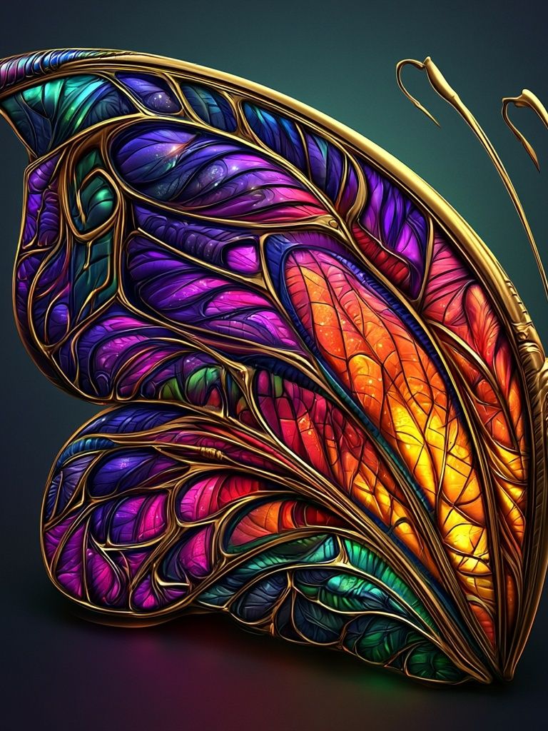 Stained Glass Butterfly Illustration Poster. poster detail