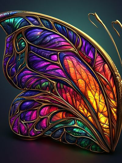 Stained Glass Butterfly Illustration Poster.