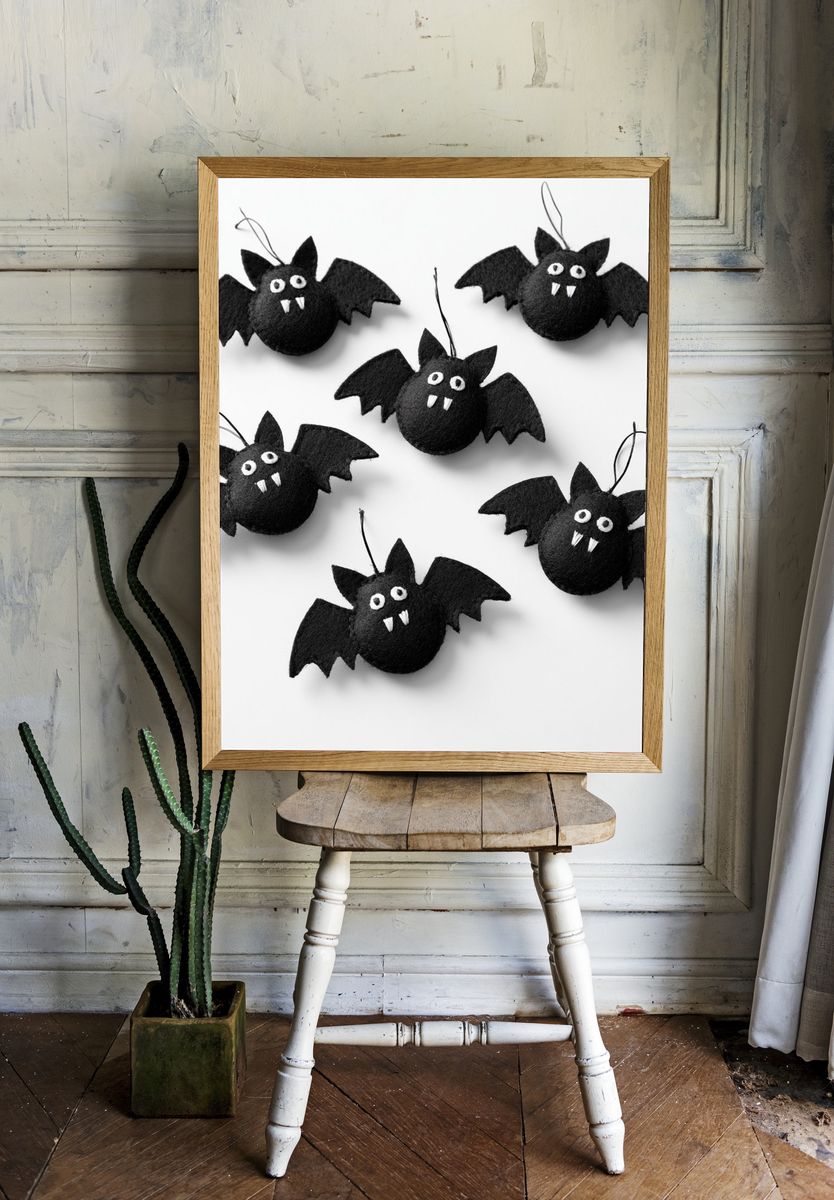Cute Bat Halloween Illustration Poster. room preview