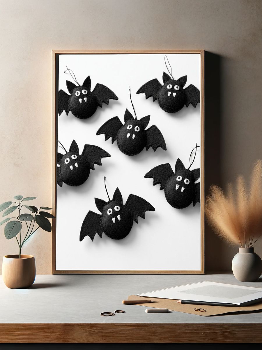 Cute Bat Halloween Illustration Poster. — room view 2