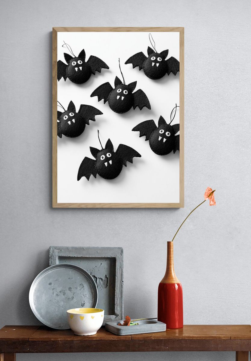 Cute Bat Halloween Illustration Poster. — room view 3