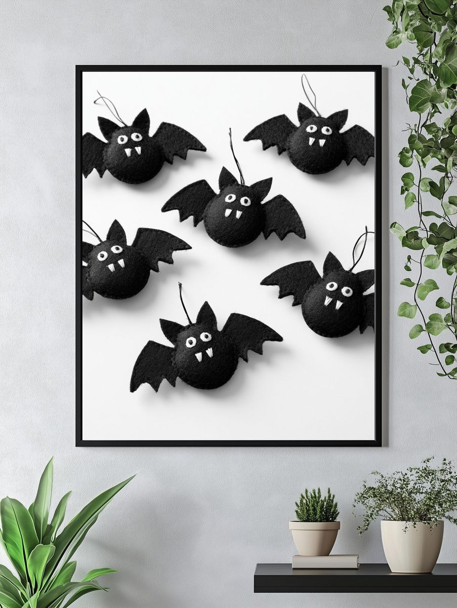 Cute Bat Halloween Illustration Poster. — room view 4