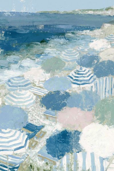 Seaside Umbrellas Watercolor Poster.