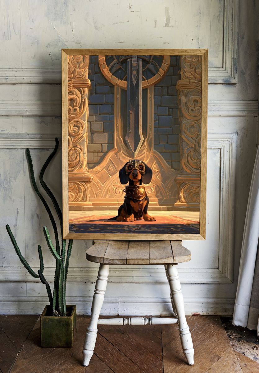 Steampunk Dachshund Illustration Poster. room preview