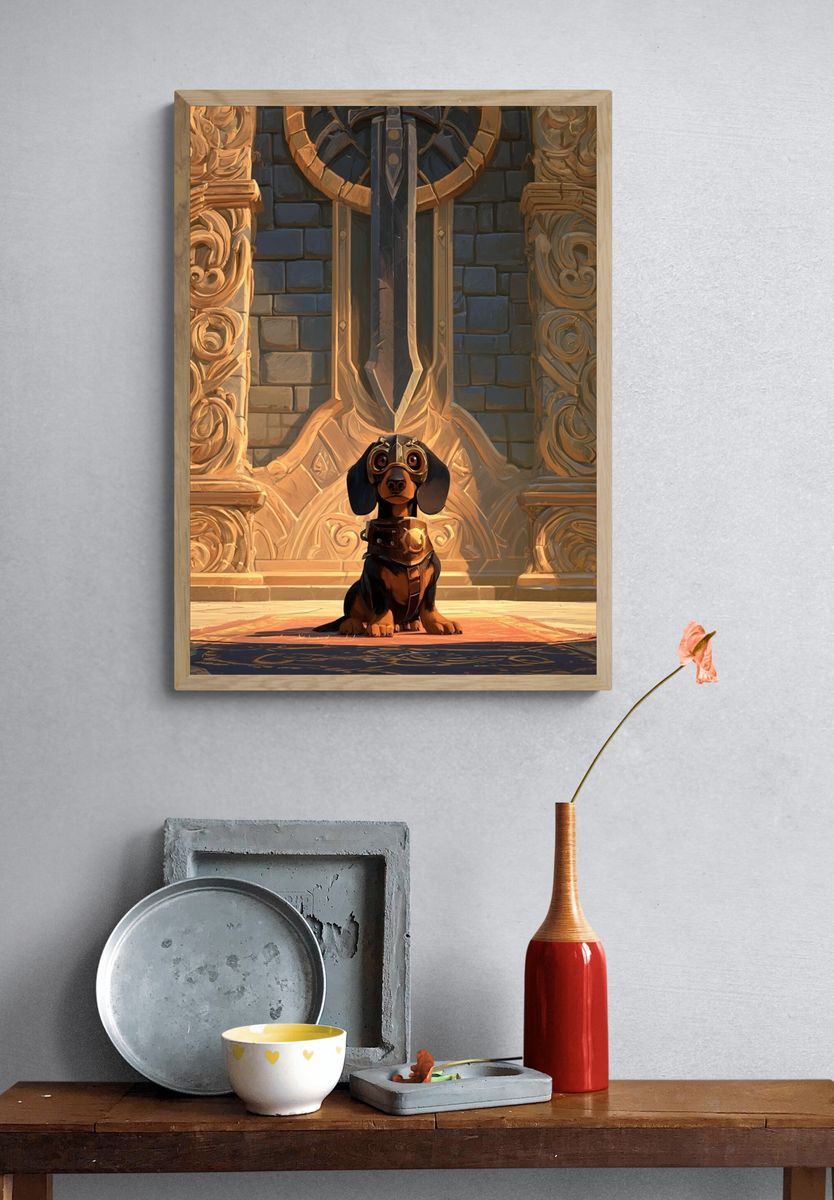 Steampunk Dachshund Illustration Poster. — room view 3