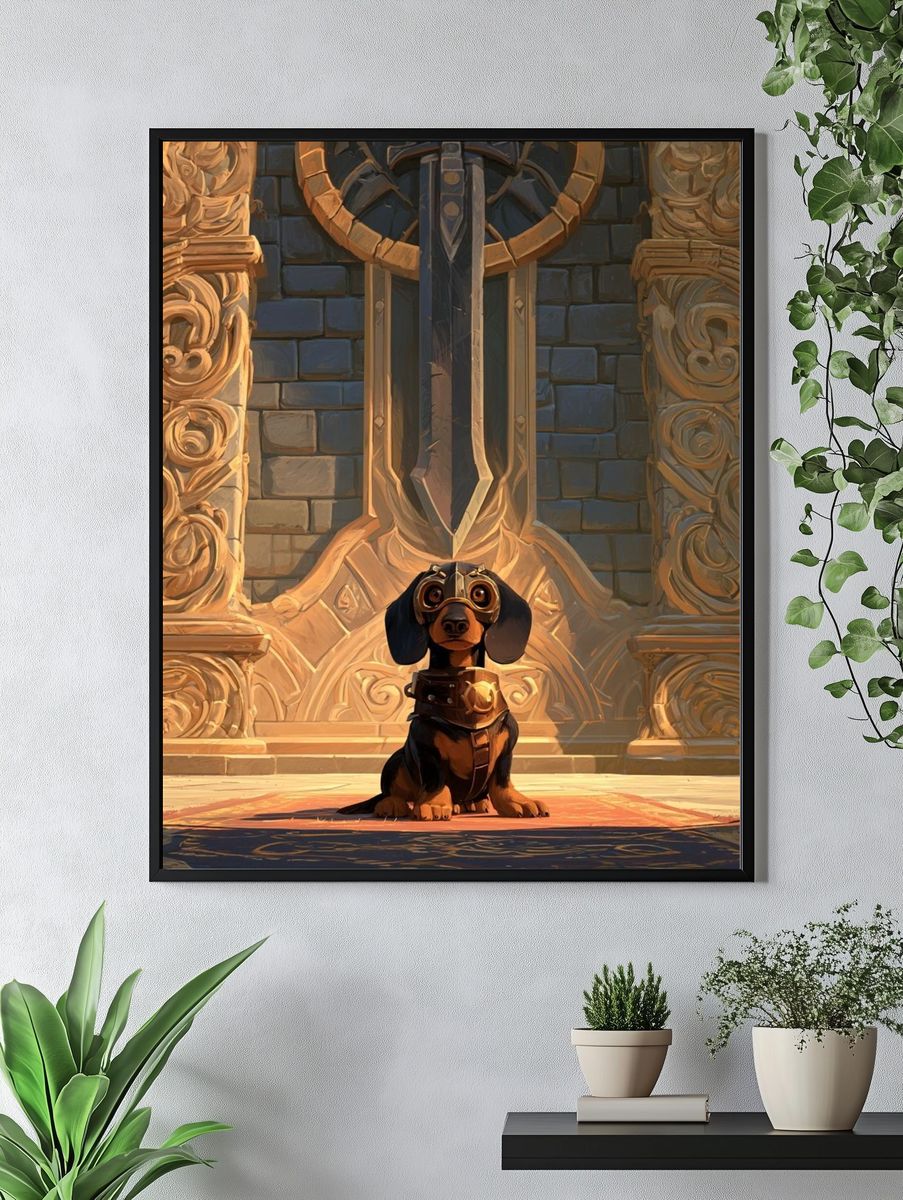 Steampunk Dachshund Illustration Poster. — room view 4