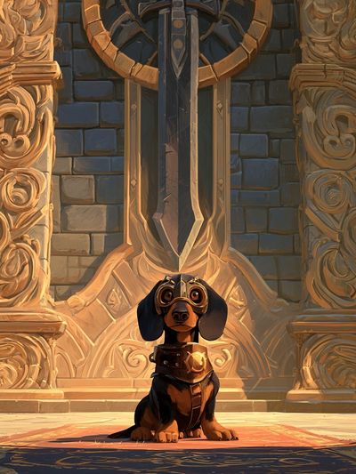 Steampunk Dachshund Illustration Poster.