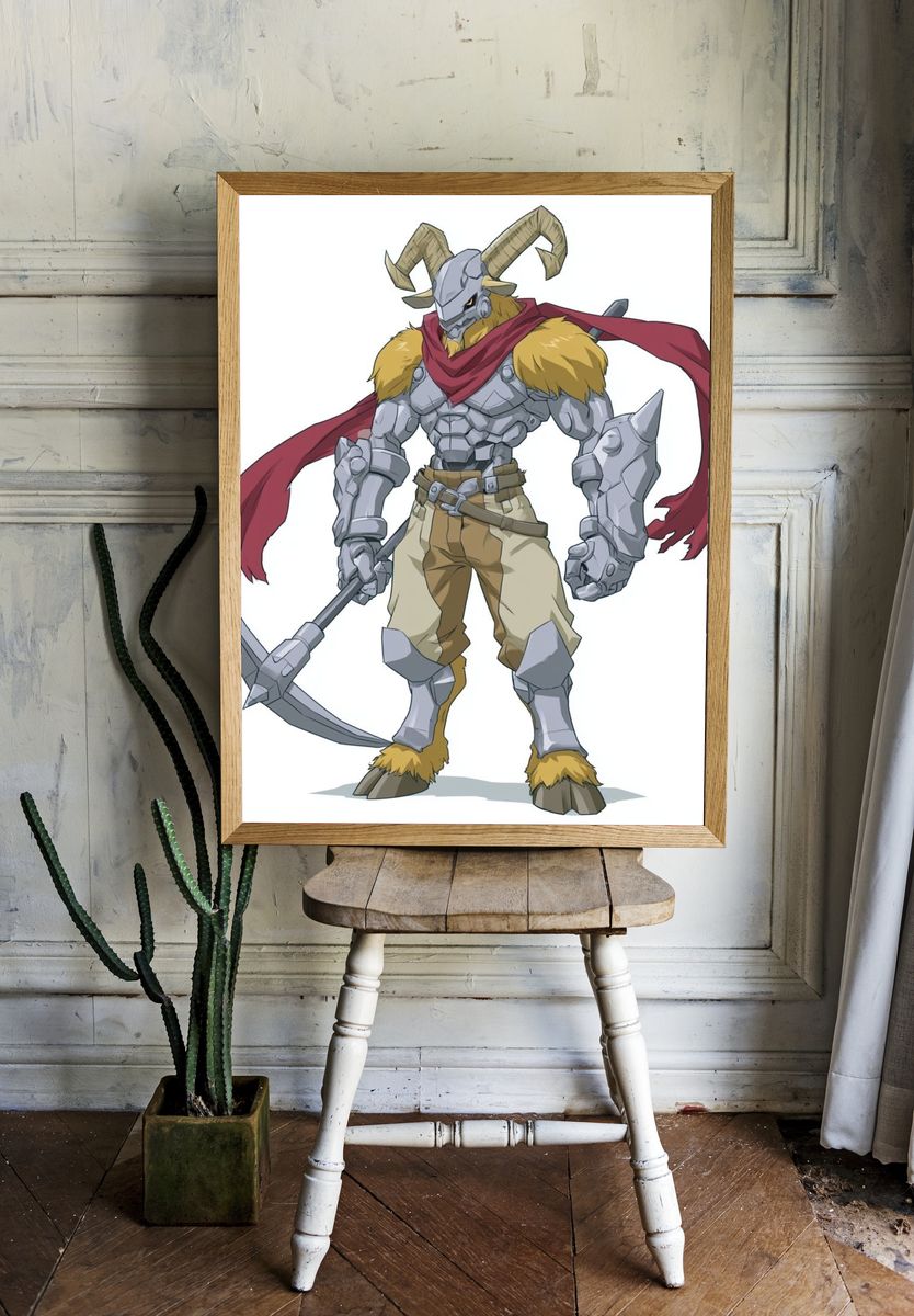 Horned Warrior Digital Art Print. room preview