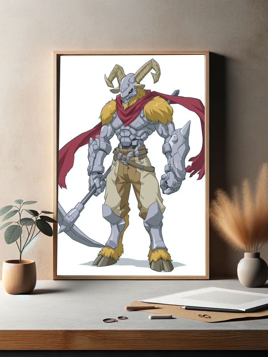 Horned Warrior Digital Art Print. — room view 2