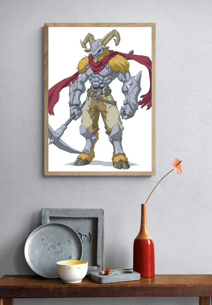 Horned Warrior Digital Art Print. — room view 3
