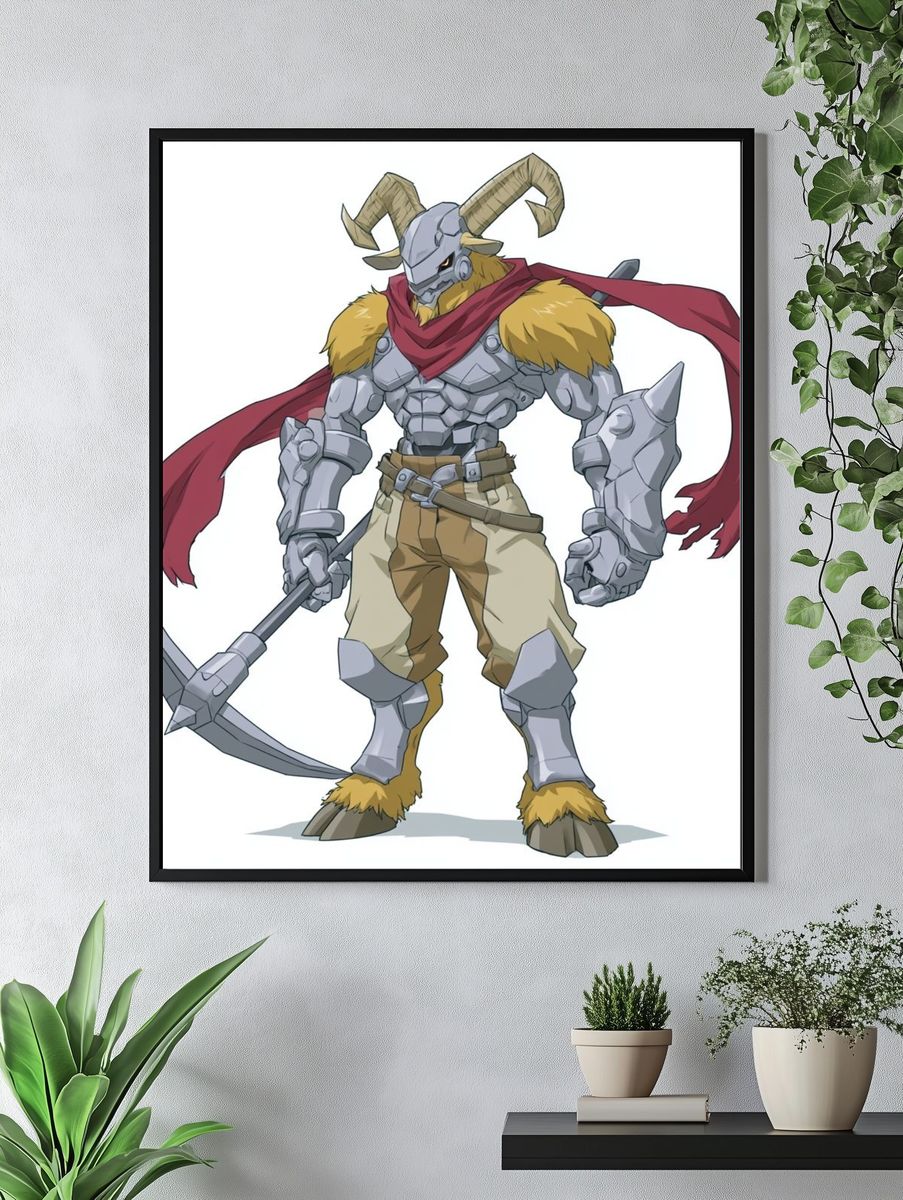 Horned Warrior Digital Art Print. — room view 4