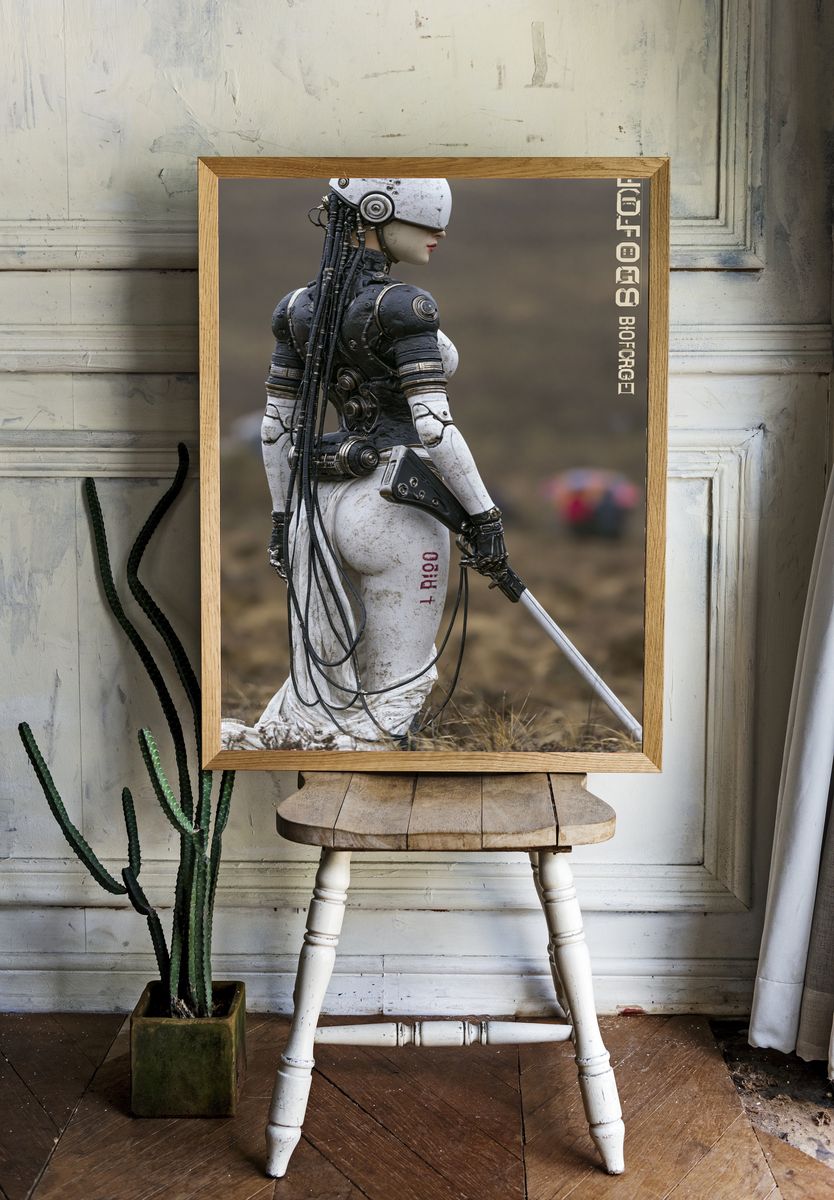Cybernetic Warrior — Sci-Fi Print. — room view 1