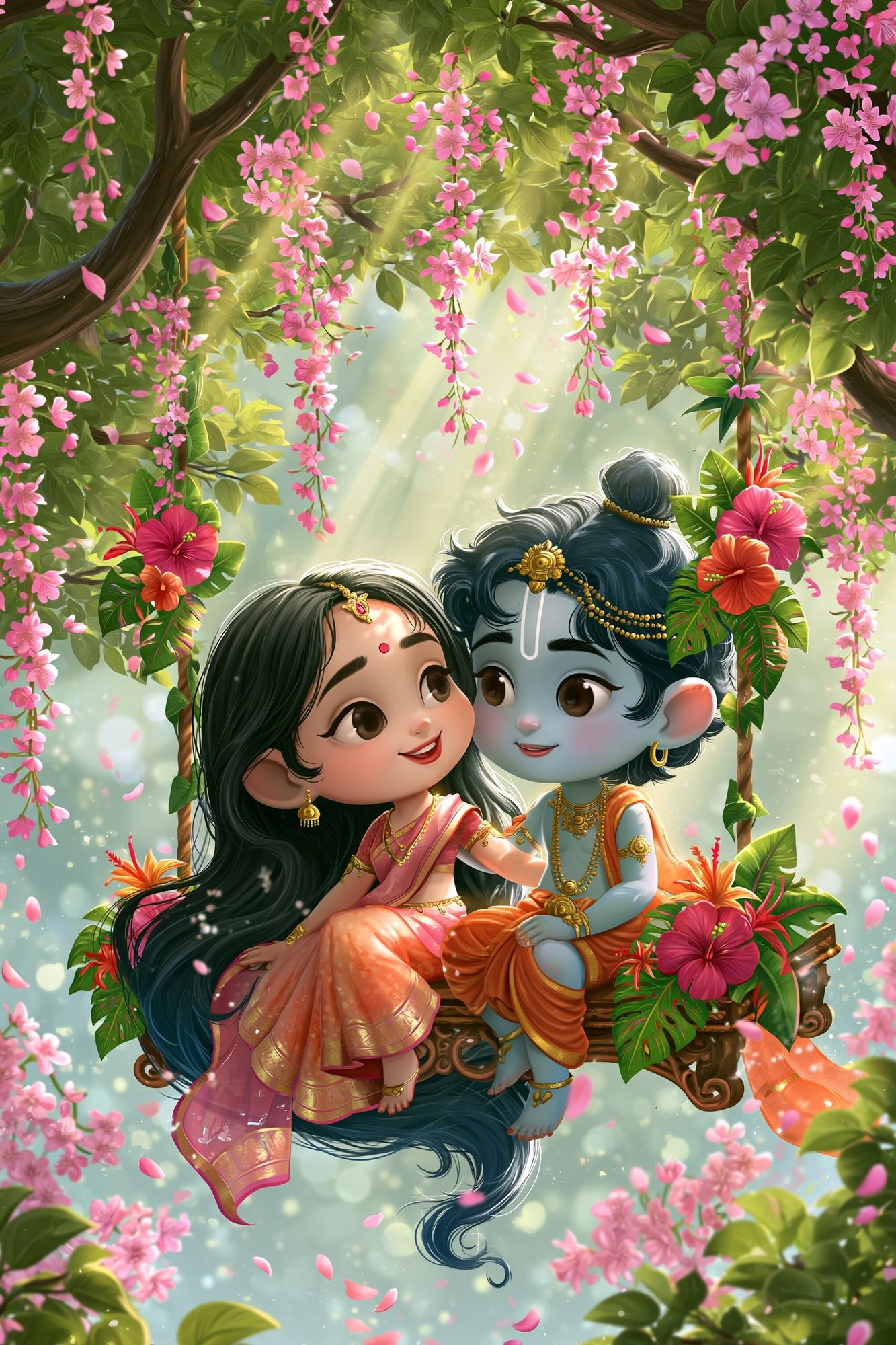 Radha Krishna Blossom Print. poster detail