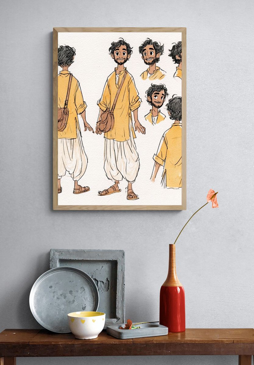 Character Design Sketch Illustration Poster. — room view 3