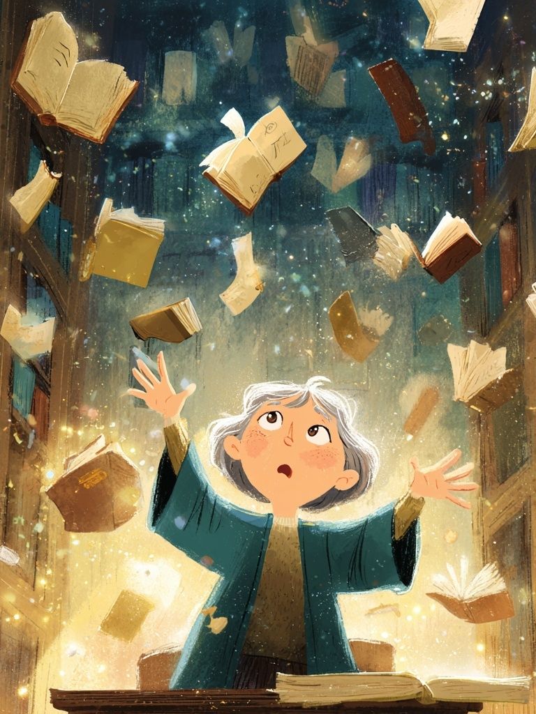 Floating Books Illustration Poster. poster detail