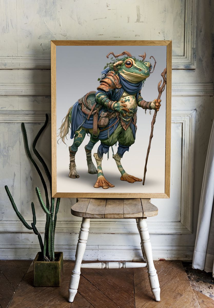 Fantasy Frog Wanderer Illustration Poster. room preview