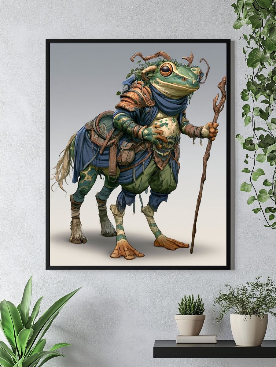 Fantasy Frog Wanderer Illustration Poster. — room view 4