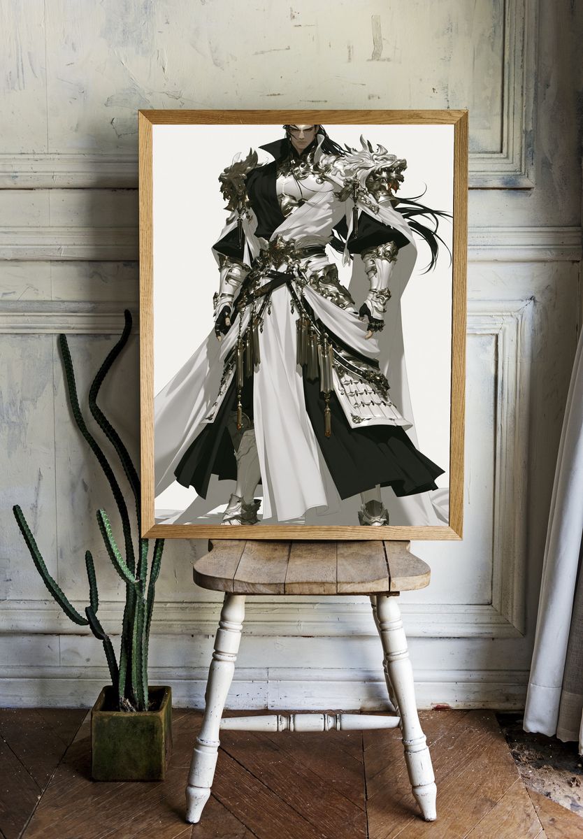 Armored Fantasy Warrior Illustration Poster. room preview