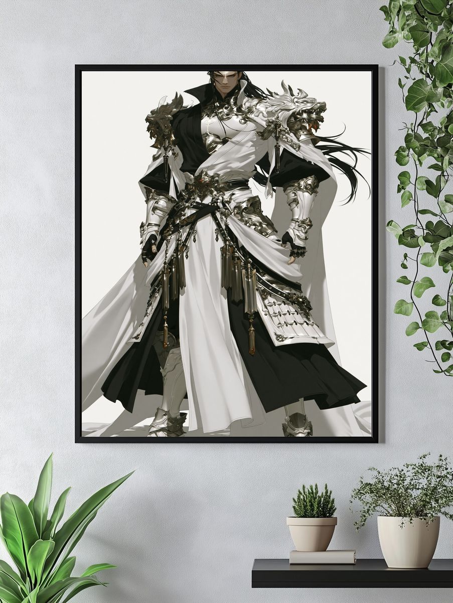 Armored Fantasy Warrior Illustration Poster. — room view 4