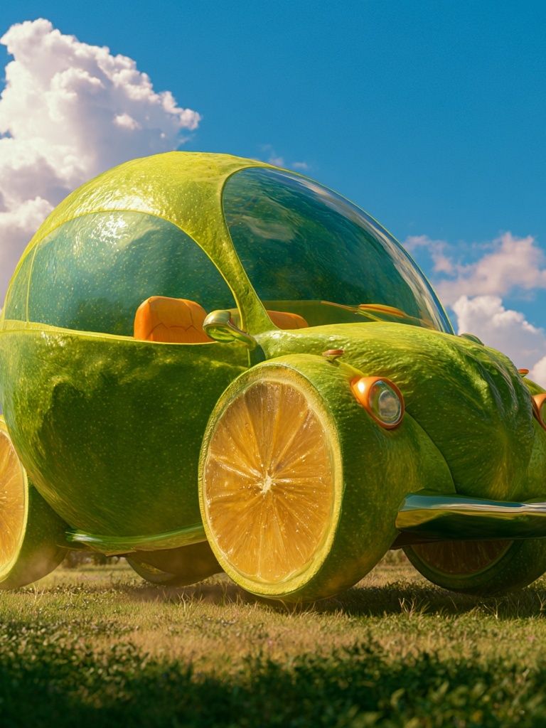 Lime Citrus Car Illustration Poster. poster — illustration art