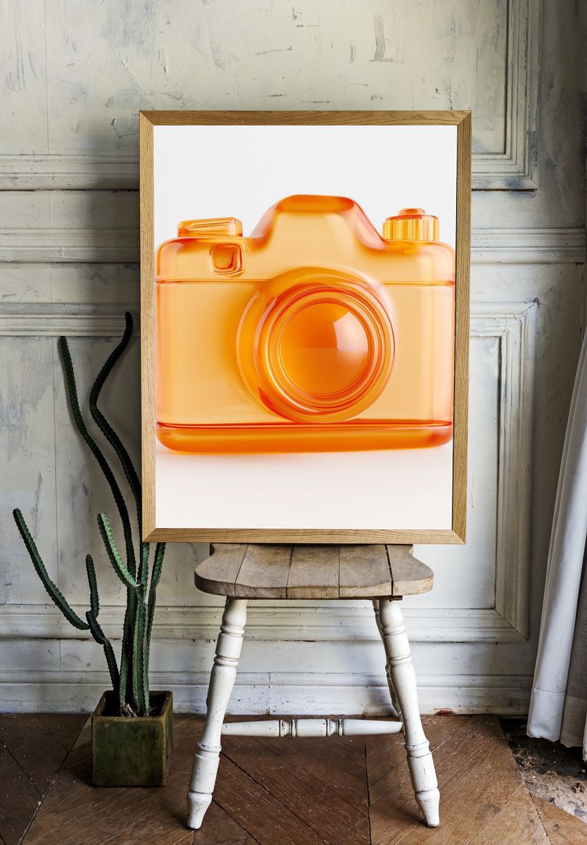 Orange Camera Illustration Poster. room preview