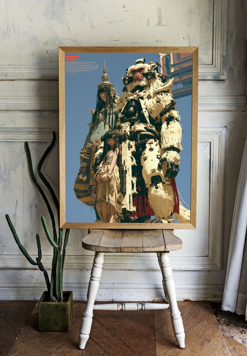 Mythic Mecha Guardians Illustration Poster. room preview