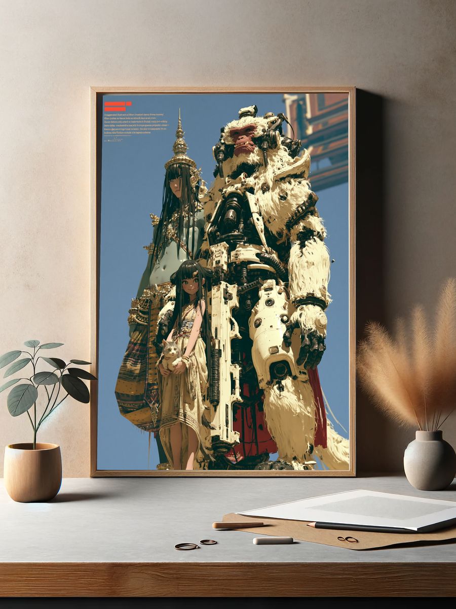 Mythic Mecha Guardians Illustration Poster. — room view 2