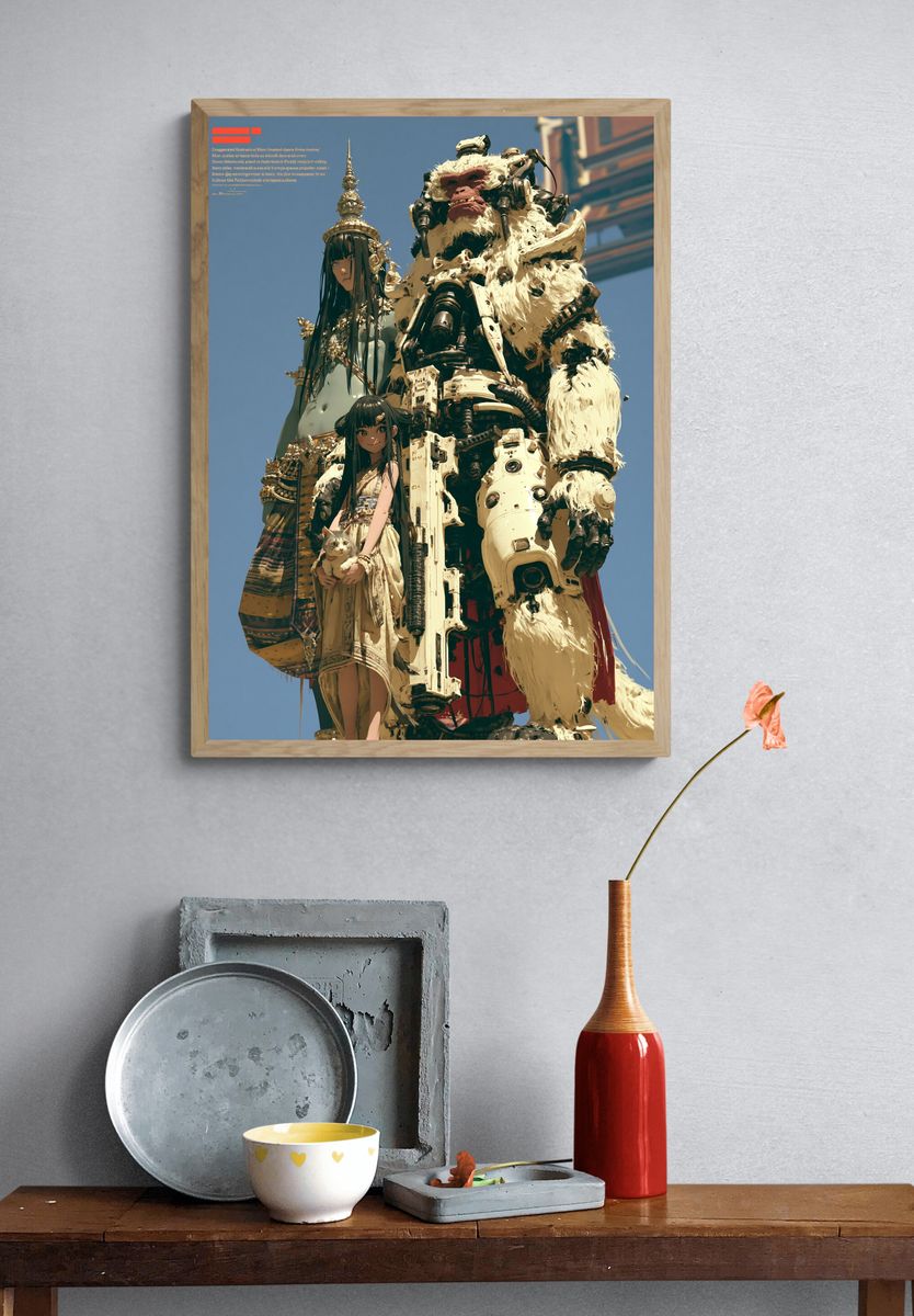 Mythic Mecha Guardians Illustration Poster. — room view 3