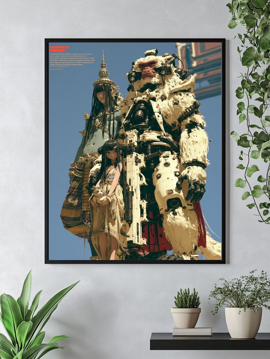 Mythic Mecha Guardians Illustration Poster. — room view 4