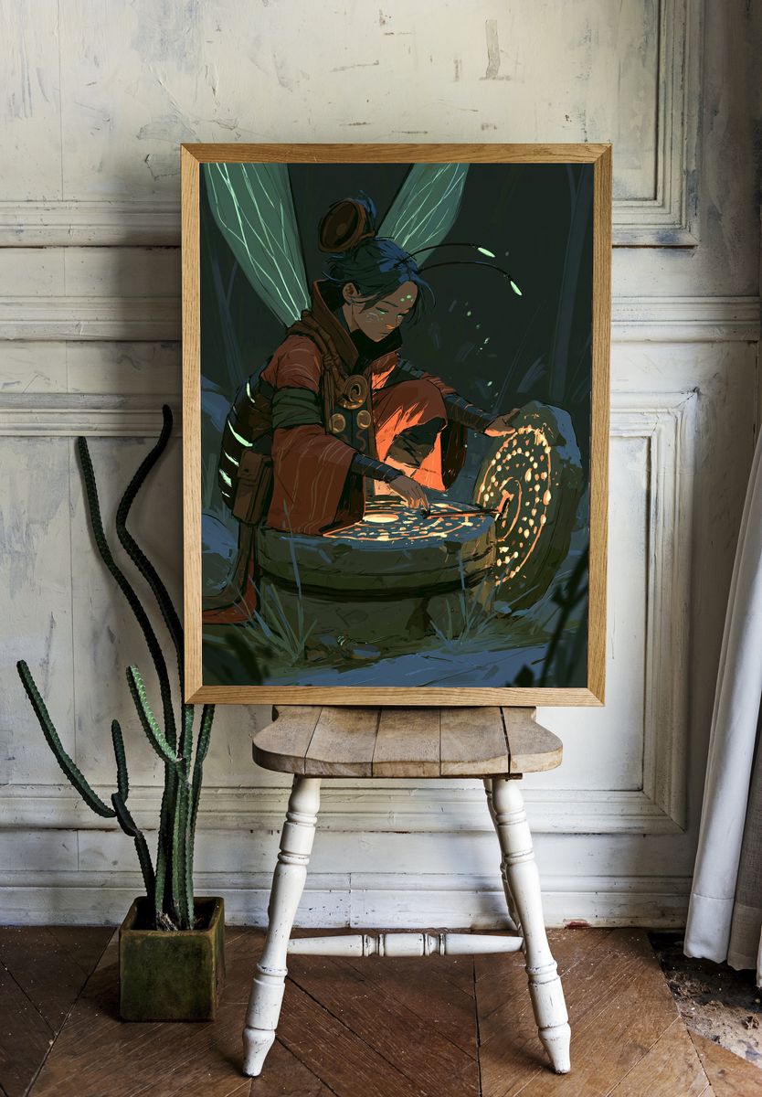 Lantern Weaver Digital Art Poster. — room view 1