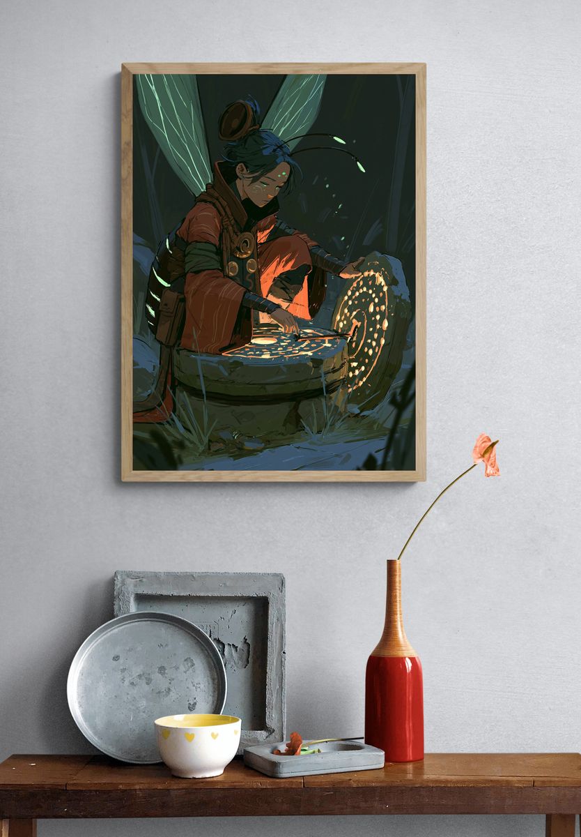 Lantern Weaver Digital Art Poster. — room view 3