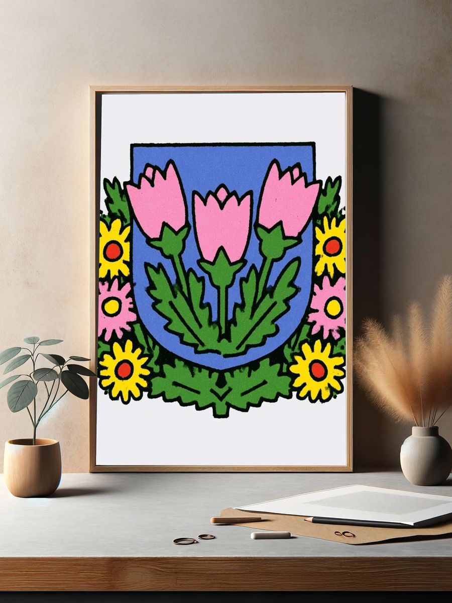 Floral Folk Emblem Poster. — room view 2
