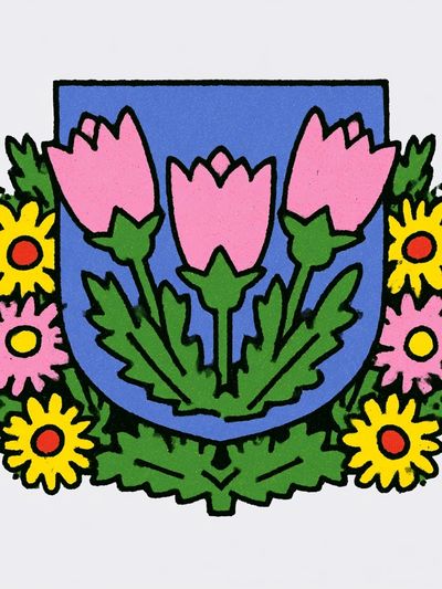 Floral Folk Emblem Poster.