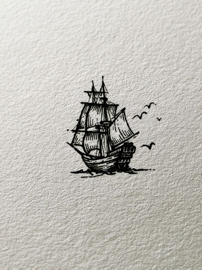 Sailing Ship Ink Print. poster