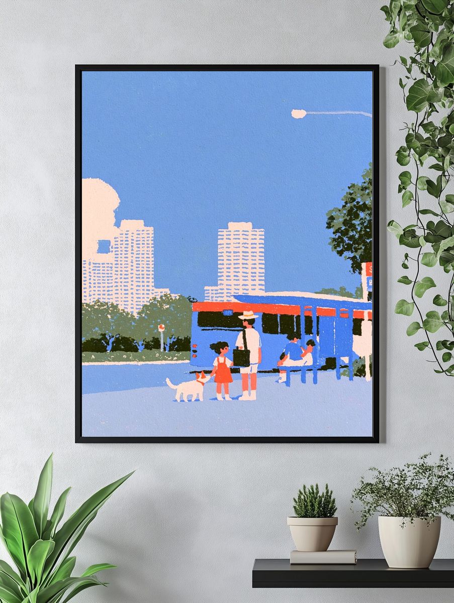 City Bus Stop Illustration Poster. — room view 4