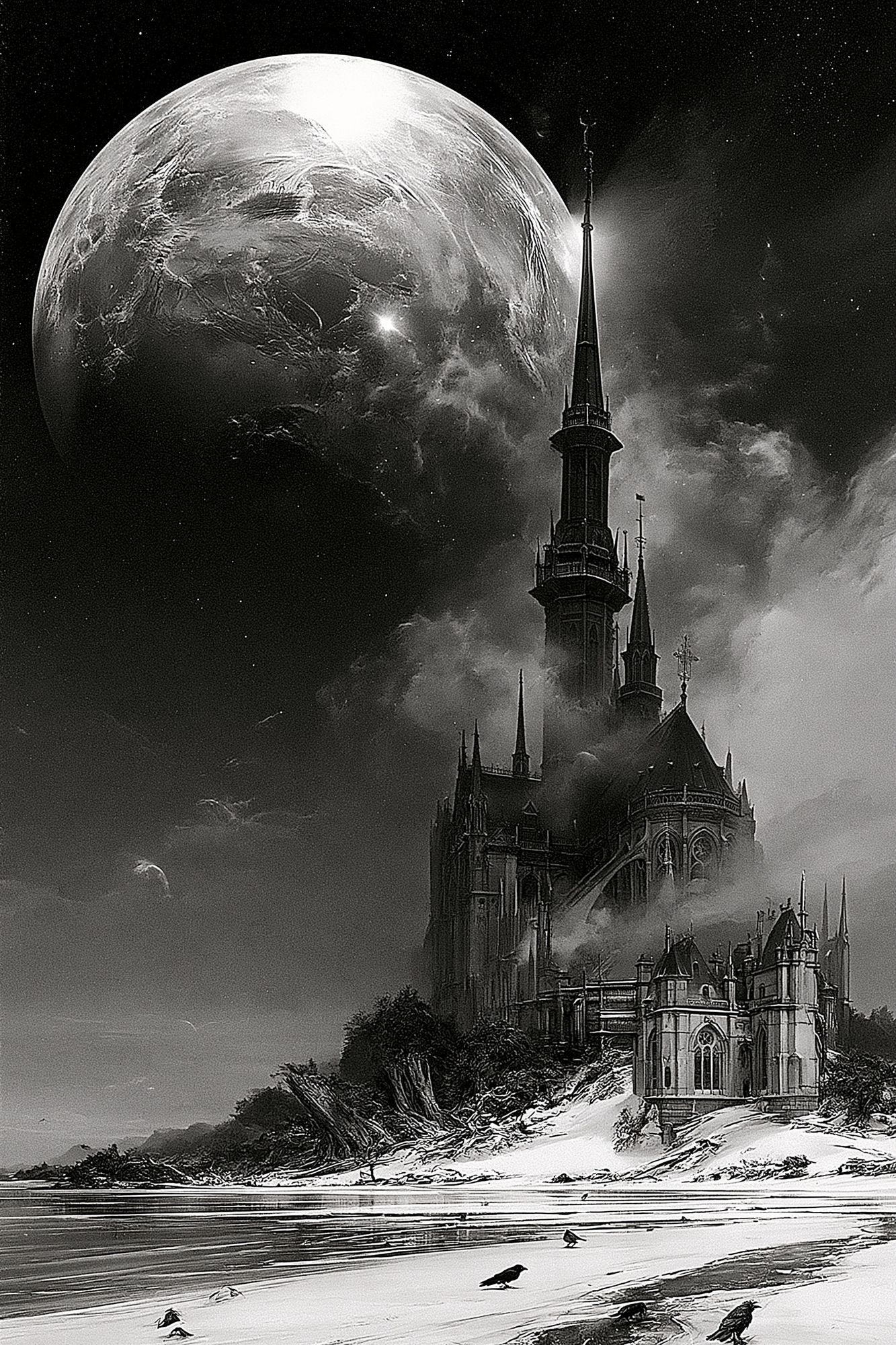 Moonlit Gothic Castle Poster. poster detail