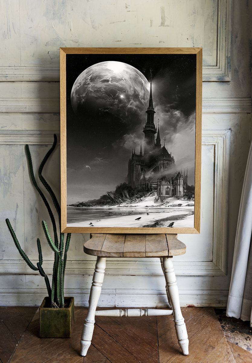 Moonlit Gothic Castle Poster. — room view 1