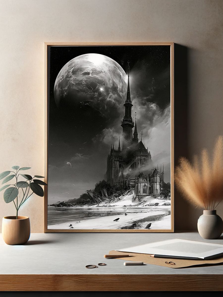 Moonlit Gothic Castle Poster. — room view 2