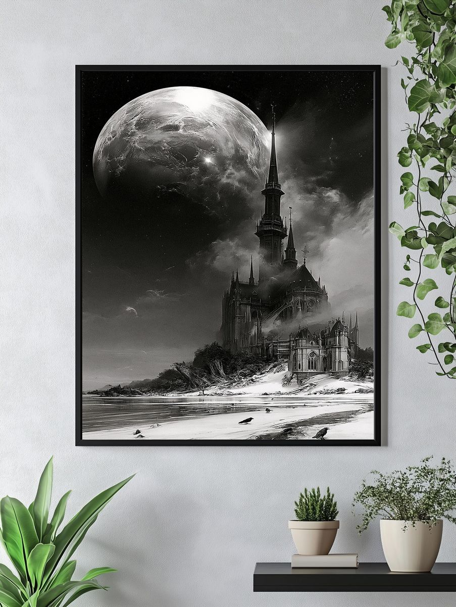 Moonlit Gothic Castle Poster. — room view 4