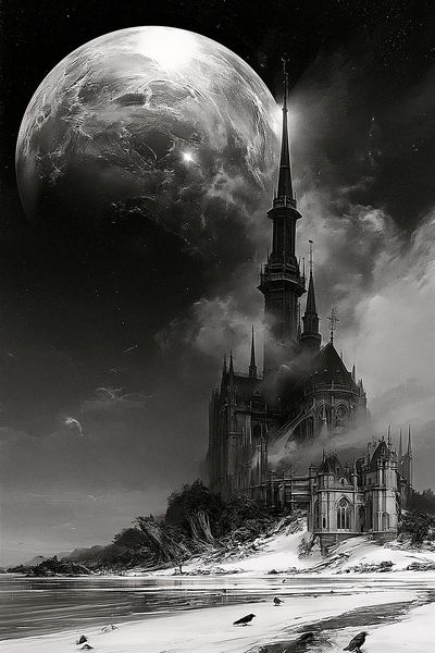 Moonlit Gothic Castle Poster. poster