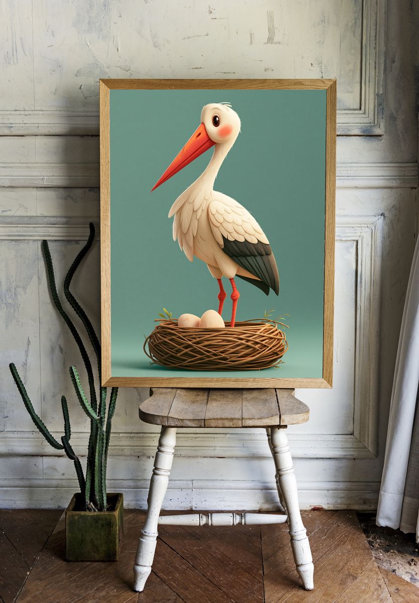 Stork Nest Illustration Poster. room preview