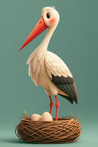 Stork Nest Illustration Poster.