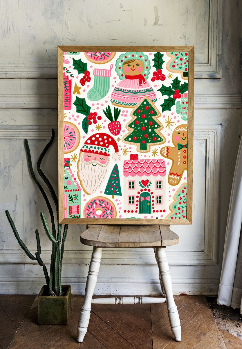 Christmas Gingerbread Village Poster. — room view 1