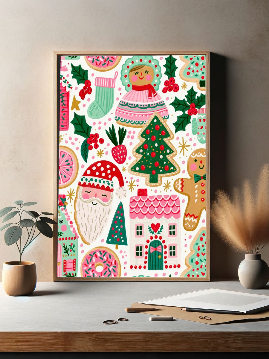 Christmas Gingerbread Village Poster. — room view 2
