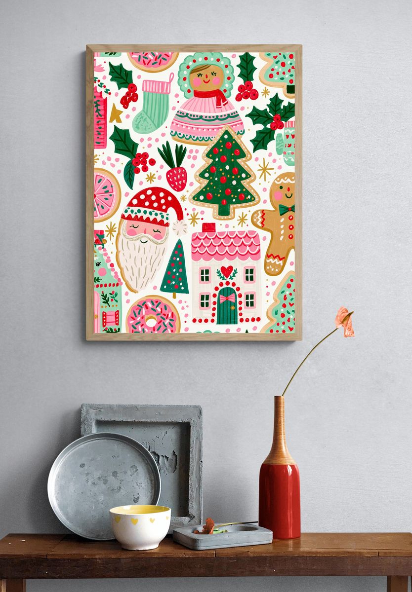 Christmas Gingerbread Village Poster. — room view 3
