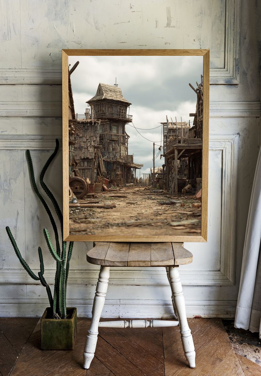 Rustic Wasteland Village Poster. — room view 1