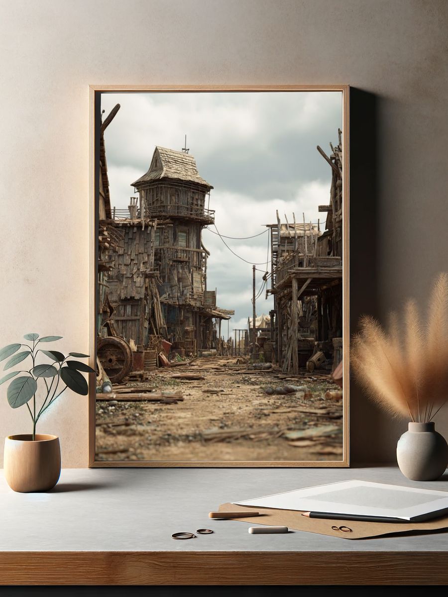 Rustic Wasteland Village Poster. — room view 2