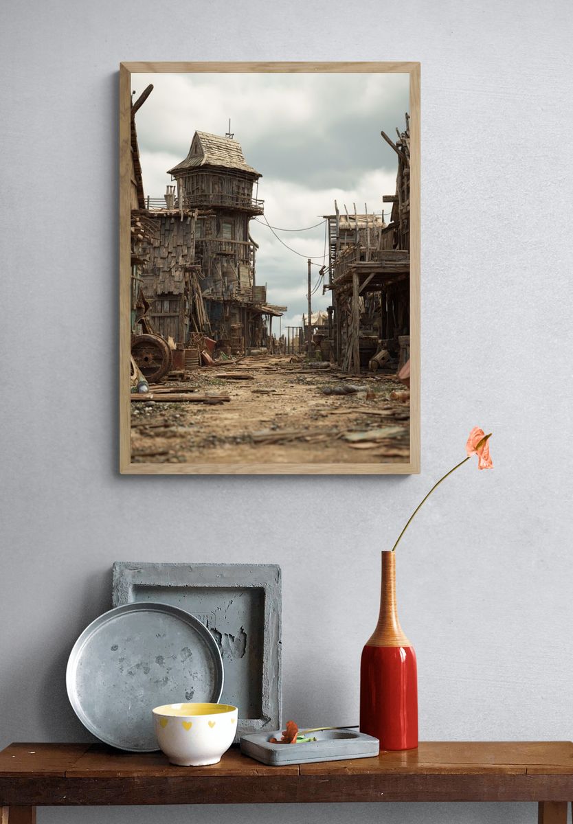 Rustic Wasteland Village Poster. — room view 3
