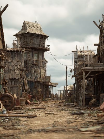 Rustic Wasteland Village Poster. poster print